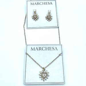 Marchesa Filigree Heart Necklace and Earring Set
